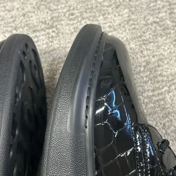 Alexander McQueen Croc Effect Boots Womens 38.5E US 8.5 Black Combat New - Picture 12 of 16